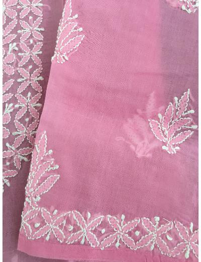 Chhangamal Hand Embroidered Baby Pink Colour Cotton Chikankari Kurti