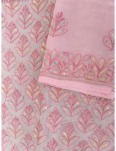 Chhangamal Hand Embroidered Baby Pink Colour Cotton Chikankari Kurti