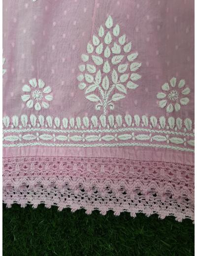 Chhangamal Hand Embroidered Baby Pink Colour Mul Cotton Chikankari Top