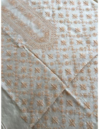 Chhangamal Hand Embroidered Beige Colour Moonga Silk  Chikankari Unstitched Men’s 	kurta Piece
