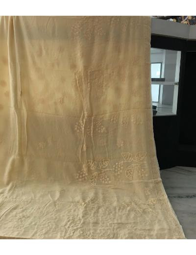 Chhangamal Hand Embroidered Beige Colour Pure Georgette  Chikankari Saree Piece