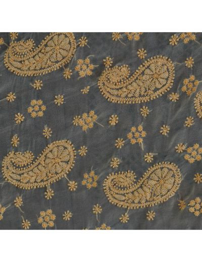 Chhangamal Hand Embroidered Beige Georgette Half Jaal Chikankari Saree