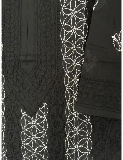 Chhangamal Hand Embroidered Black Colour Cotton Chikankari Kurti