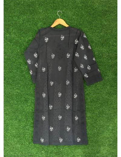 Chhangamal Hand Embroidered Black Colour Cotton Chikankari Kurti