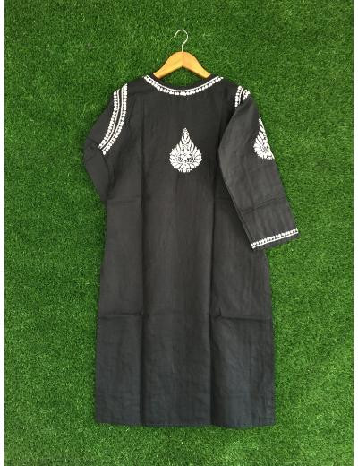 Chhangamal Hand Embroidered Black Colour Cotton Chikankari Kurti