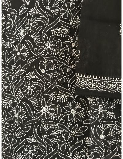 Chhangamal Hand Embroidered Black Colour Cotton Chikankari Top
