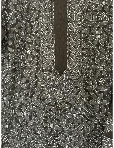 Chhangamal Hand Embroidered Black Colour Georgette Chikankari Kurti