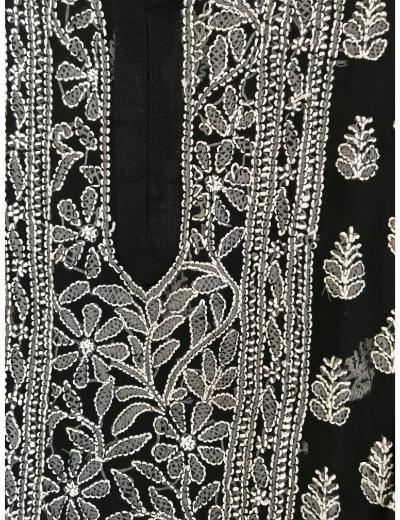 Chhangamal Hand Embroidered Black Colour Georgette Chikankari Kurti Piece
