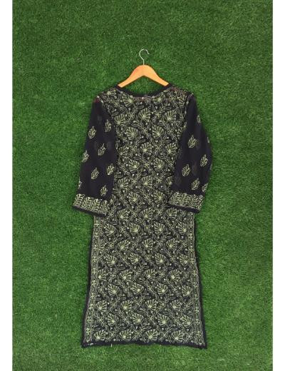 Chhangamal Hand Embroidered Black Colour Georgette Chikankari Kurti Piece