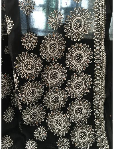 Chhangamal Hand Embroidered Black Colour Georgette Chikankari Saree