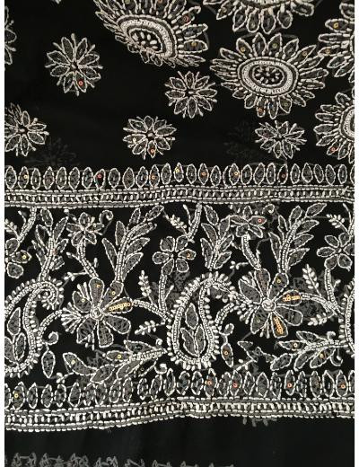 Chhangamal Hand Embroidered Black Colour Georgette Chikankari Saree