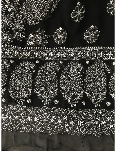 Chhangamal Hand Embroidered Black Colour Georgette Chikankari Saree