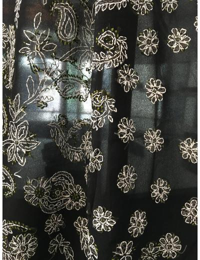 Chhangamal Hand Embroidered Black Colour Georgette Chikankari Saree