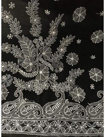 Chhangamal Hand Embroidered Black Colour Georgette Chikankari Saree