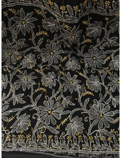 Chhangamal Hand Embroidered Black Colour Georgette Chikankari Saree