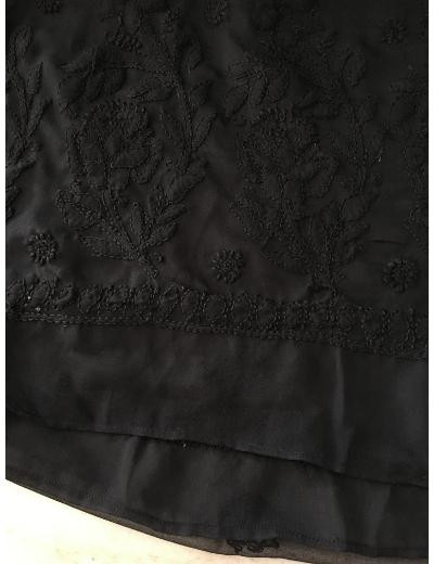 Chhangamal Hand Embroidered Black Colour Georgette Chikankari Saree