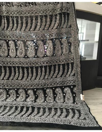 Chhangamal Hand Embroidered Black Colour Georgette Chikankari Saree