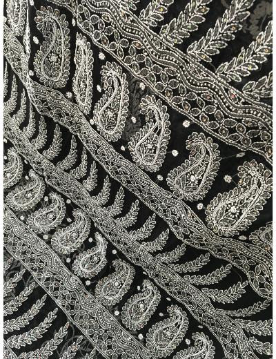 Chhangamal Hand Embroidered Black Colour Georgette Chikankari Saree
