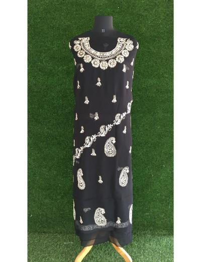 Chhangamal Hand Embroidered Black Colour Georgette Chikankari Suit Piece