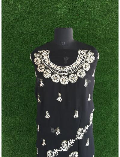 Chhangamal Hand Embroidered Black Colour Georgette Chikankari Suit Piece