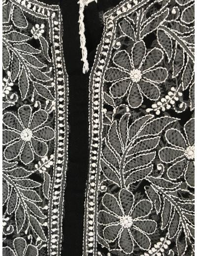 Chhangamal Hand Embroidered Black Colour Georgette Chikankari Top Piece
