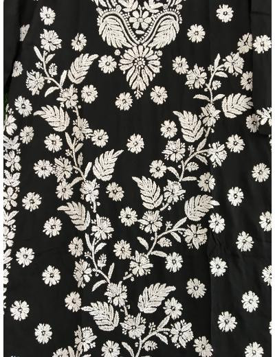 Chhangamal Hand Embroidered Black Colour Modal Chikankari Kurti