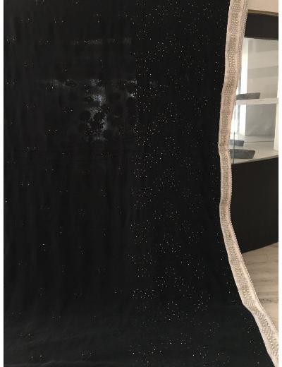 Chhangamal Hand Embroidered Black Colour Pure Georgette  Chikankari Saree Piece