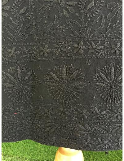 Chhangamal Hand Embroidered Black Colour Pure Georgette Chikankari Kurta Dupatta Piece