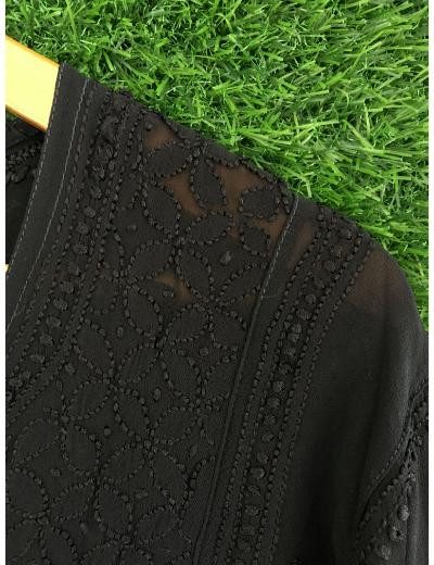 Chhangamal Hand Embroidered Black Colour Pure Georgette Chikankari Top