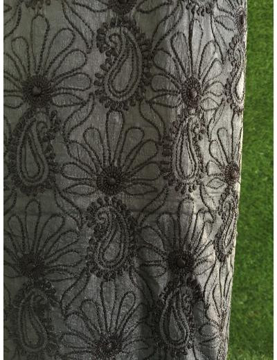 Chhangamal Hand Embroidered Black Colour Silk Chikankari Suit Length