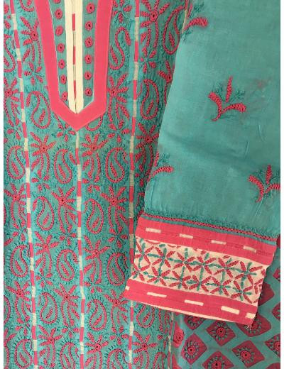 Chhangamal Hand Embroidered Blue Colour Cotton Chikankari Kurti
