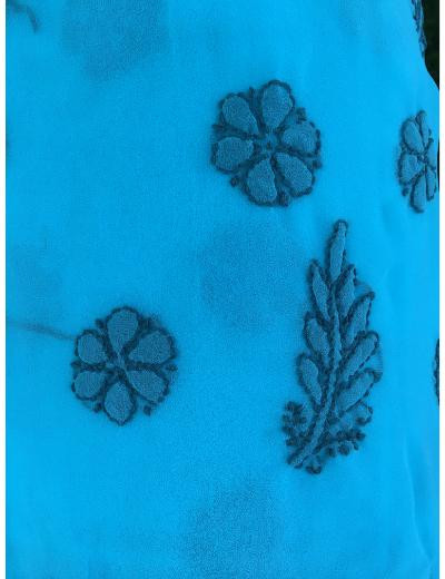 Chhangamal Hand Embroidered Blue Colour Georgette Chikankari Suit Piece