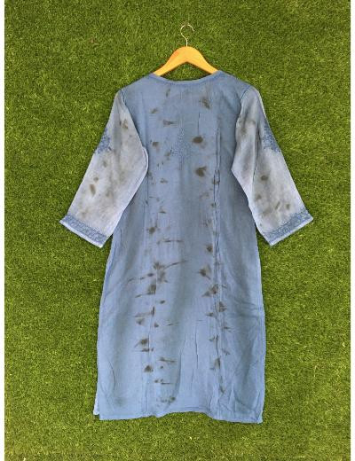 Chhangamal Hand Embroidered Blue Colour Modal Chikankari Kurti