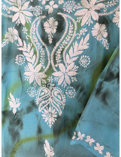 Chhangamal Hand Embroidered Blue Colour Modal Chikankari Kurti
