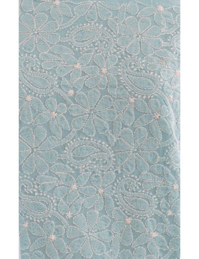 Chhangamal Hand Embroidered Blue Colour Unstitched Cotten Chikankari Suit Length