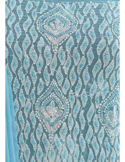 Chhangamal Hand Embroidered Blue Colour Unstitched Faux Georgette Chikankari Suit Length