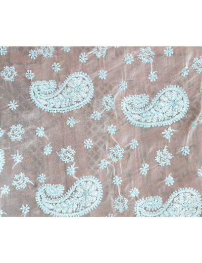 Chhangamal Hand Embroidered Blue Georgette Half Jaal Chikankari Saree