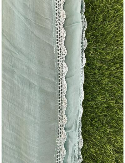 Chhangamal Hand Embroidered Bottle Green Colour Silk Chikankari Suit Length