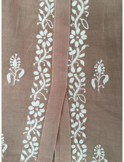 Chhangamal Hand Embroidered Brown Colour Chanderi Chikankari Top