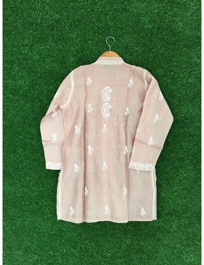 Chhangamal Hand Embroidered Brown Colour Chanderi Chikankari Top