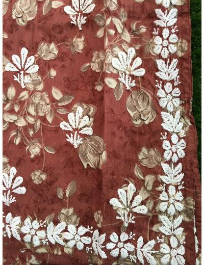 Chhangamal Hand Embroidered Brown Colour Mul Cotton Chikankari Kurti
