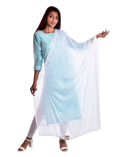 Chhangamal Hand Embroidered Chikankari Mukaish Dupatta