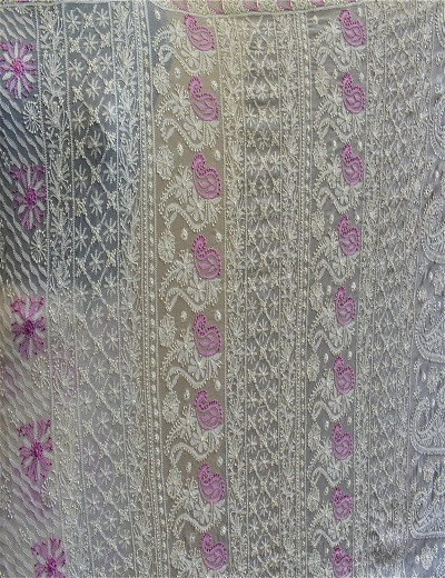 Chhangamal Hand Embroidered Chikankari Pure Georgette Saree