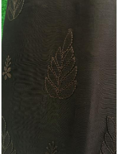 Chhangamal Hand Embroidered Chocolate Colour Chanderi Chikankari Kurta Piece