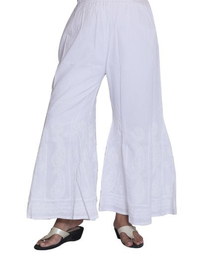 Chhangamal Hand Embroidered Cotton Chikankari Garara