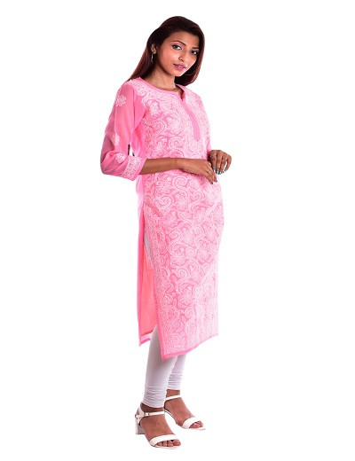 Chhangamal Hand Embroidered Cotton Chikankari Kurti 0523