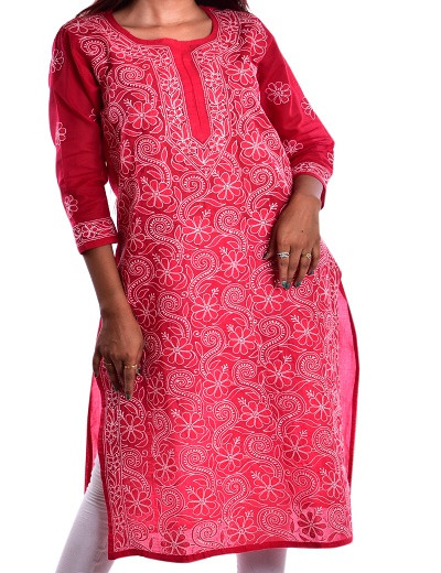 Chhangamal Hand Embroidered Cotton Chikankari Kurti 0523