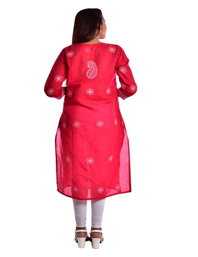Chhangamal Hand Embroidered Cotton Chikankari Kurti 0523