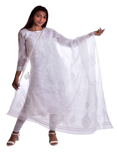 Chhangamal Hand Embroidered Cotton Chikankari Kurti