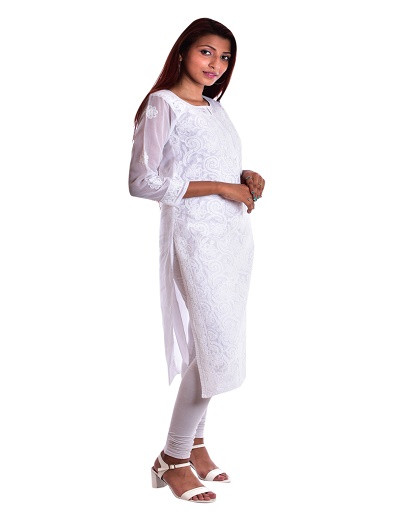 Chhangamal Hand Embroidered Cotton Chikankari Kurti